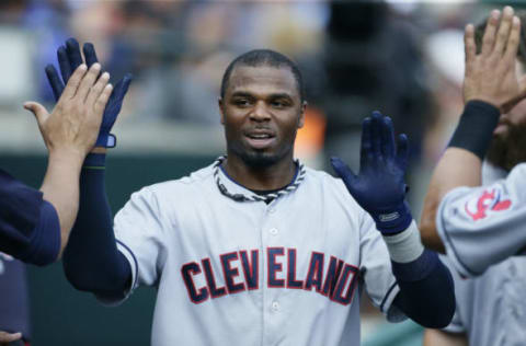 DETROIT, MI – JULY 29: Rajai Davis #26 of the Cleveland Indians celebrates after scoring against the Detroit Tigers on a single by Edwin Encarnacion during the eight inning at Comerica Park on July 29, 2018 in Detroit, Michigan. (Photo by Duane Burleson/Getty Images)