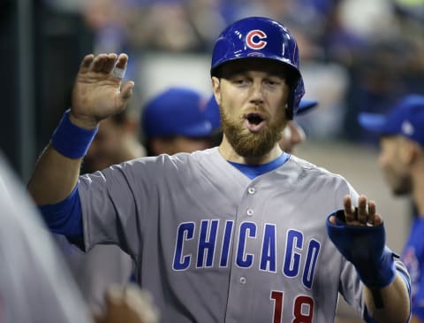 DETROIT, MI – AUGUST 22: Ben Zobrist #18 of the Chicago Cubs celebrates after scoring against the Detroit Tigers during the sixth inning at Comerica Park on August 22, 2018 in Detroit, Michigan. The Cubs defeated the Tigers 8-2. (Photo by Duane Burleson/Getty Images)