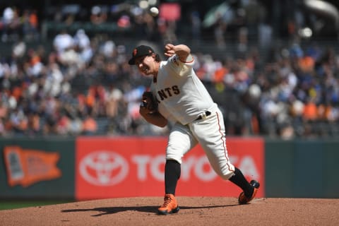 SAN FRANCISCO, CA – SEPTEMBER 01: Derek Holland #45 of the San Francisco Giants throws a pitch against the New York Mets during their MLB game at AT&T Park on September 1, 2018 in San Francisco, California. (Photo by Robert Reiners/Getty Images)