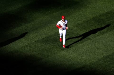 WASHINGTON, DC – SEPTEMBER 26: Bryce Harper #34 of the Washington Nationals jogs off the field during the end of the third inning against the Miami Marlins at Nationals Park on September 26, 2018 in Washington, DC. (Photo by Rob Carr/Getty Images)