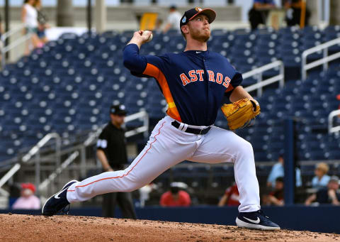 WEST PALM BEACH, FL – FEBRUARY 28: J.B. Bukauskas #69 of the Houston Astros pitches in the third inning against the Miami Marlins at The Ballpark of the Palm Beaches on February 28, 2019 in West Palm Beach, Florida. (Photo by Mark Brown/Getty Images)