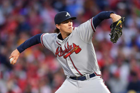 PHILADELPHIA, PA – MARCH 31: Starting pitcher Kyle Wright #65 of the Atlanta Braves delivers a pitch in the first inning against the Philadelphia Phillies at Citizens Bank Park on March 31, 2019 in Philadelphia, Pennsylvania. (Photo by Drew Hallowell/Getty Images)