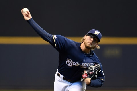 MILWAUKEE, WISCONSIN – MARCH 31: Corbin Burnes #39 of the Milwaukee Brewers throws a pitch during the first inning of a game against the St. Louis Cardinals at Miller Park on March 31, 2019 in Milwaukee, Wisconsin. (Photo by Stacy Revere/Getty Images)