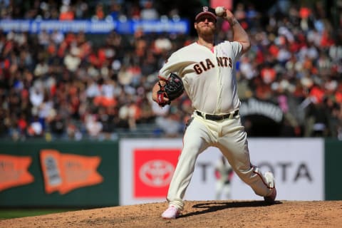 SAN FRANCISCO, CALIFORNIA – MAY 12: Will Smith #13 of the San Francisco Giants pitches during the ninth inning against the Cincinnati Reds at Oracle Park on May 12, 2019 in San Francisco, California. (Photo by Daniel Shirey/Getty Images)