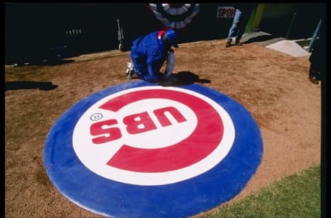 1 Apr 1996: View of the Chicago Cubs logo during a game against the San Diego Padres at Wrigley Field in Chicago, Illinois. The Cubs won the game 5-4. Mandatory Credit: Jonathan Daniel /Allsport