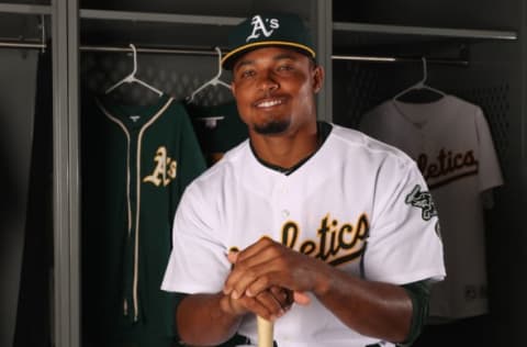 MESA, AZ – FEBRUARY 22: Richie Martin #68 of the Oakland Athletics poses for a portrait during photo day at HoHoKam Stadium on February 22, 2017 in Mesa, Arizona. (Photo by Christian Petersen/Getty Images)