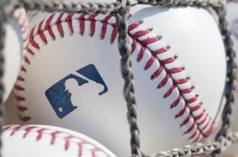 PHILADELPHIA, PA – JUNE 28: A baseball with MLB logo is seen at Citizens Bank Park before a game between the San Francisco Giants and Philadelphia Phillies on June 28, 2018 in Philadelphia, Pennsylvania. (Photo by Mitchell Leff/Getty Images)