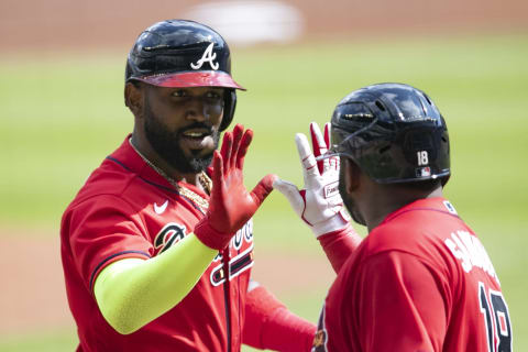 Free-agent outfielder Marcell Ozuna has interest from the SF Giants. (Photo by Carmen Mandato/Getty Images)