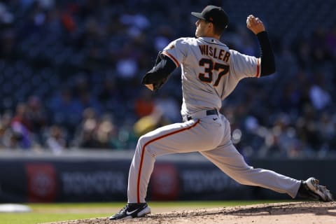 DENVER, CO – MAY 5: Relief pitcher Matt Wisler #37 of the San Francisco Giants delivers to home plate during the fourth inning against the Colorado Rockies at Coors Field on May 5, 2021. (Photo by Justin Edmonds/Getty Images)