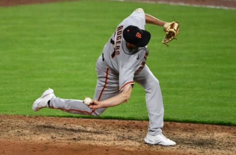 CINCINNATI, OH – MAY 19: Tyler Rogers #71 of the SF Giants pitches in the ninth inning against the Cincinnati Reds at Great American Ball Park on May 19, 2021 in Cincinnati, Ohio. San Francisco defeated Cincinnati 4-0. (Photo by Jamie Sabau/Getty Images)