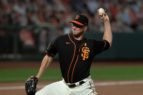 SAN FRANCISCO, CA – SEPTEMBER 05: Tony Watson #56 of the San Francisco Giants pitches against the Arizona Diamondbacks during the ninth inning at Oracle Park on September 5, 2020, in San Francisco, California. The San Francisco Giants defeated the Arizona Diamondbacks 4-3. (Photo by Jason O. Watson/Getty Images)