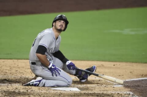 SAN DIEGO, CA – SEPTEMBER 8: Nolan Arenado #28 of the Colorado Rockies plays during a baseball game against the San Diego Padres at Petco Park on September 8, 2020 in San Diego, California. (Photo by Denis Poroy/Getty Images)