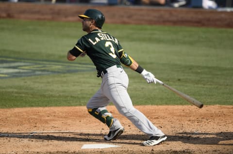 The SF Giants are reportedly approaching an agreement with Tommy La Stella. La Stella played for the Oakland Athletics in the American League Division Series this season. (Photo by Kevork Djansezian/Getty Images)