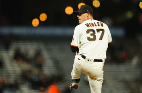 SAN FRANCISCO, CALIFORNIA – APRIL 22: Matt Wisler #37 of the SF Giants pitches during the game against the Miami Marlins at Oracle Park on April 22, 2021 in San Francisco, California. (Photo by Daniel Shirey/Getty Images)