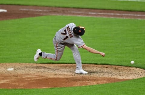 CINCINNATI, OH – MAY 17: Tyler Rogers #71 of the SF Giants pitches against the Cincinnati Reds at Great American Ball Park on May 17, 2021 in Cincinnati, Ohio. (Photo by Jamie Sabau/Getty Images)