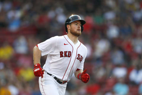 BOSTON, MASSACHUSETTS – JUNE 07: Christian Arroyo #39 of the Boston Red Sox looks on after hitting a ground-rule double in the bottom of the third inning of the game against the Miami Marlins at Fenway Park on June 07, 2021. (Photo by Omar Rawlings/Getty Images)