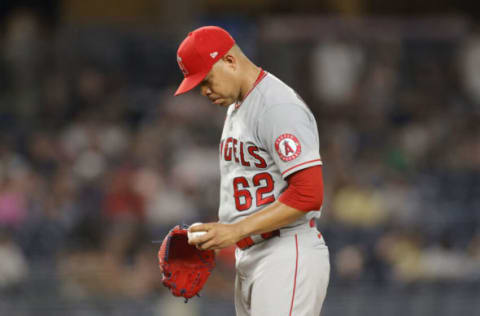 NEW YORK, NEW YORK – JUNE 29: Jose Quintana #62 of the Los Angeles Angels pitches during the eighth inning against the New York Yankees at Yankee Stadium on June 29, 2021 in the Bronx borough of New York City. The Yankees won 11-5. (Photo by Sarah Stier/Getty Images)