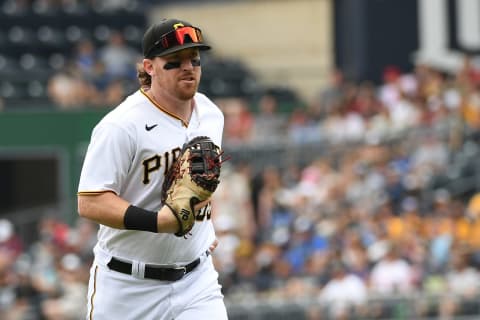 PITTSBURGH, PA – AUGUST 01: John Nogowski #69 of the Pittsburgh Pirates in action against the Philadelphia Phillies at PNC Park. Nogowski signed a minor-league deal with the SF Giants on Wednesday. (Photo by Justin Berl/Getty Images)