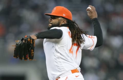 SAN FRANCISCO, CALIFORNIA – AUGUST 31: Johnny Cueto #47 of the San Francisco Giants pitches against the Milwaukee Brewers in the top of the third inning at Oracle Park on August 31, 2021 in San Francisco, California. (Photo by Thearon W. Henderson/Getty Images)