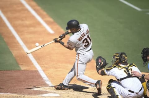 SAN DIEGO, CA – SEPTEMBER 23: LaMonte Wade Jr. #31 of the San Francisco Giants plays during a baseball game against the San Diego Padres at Petco Park on September 23, 2021 in San Diego, California. (Photo by Denis Poroy/Getty Images)