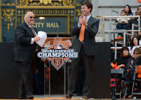 After the SF Giants agreed to a four-year contract extension with KNBR, fans can expect to hear plenty of Dave Flemming and Jon Miller on 680 AM in the Bay Area. (Photo by Thearon W. Henderson/Getty Images)