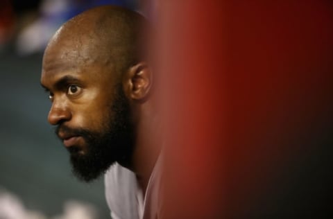 PHOENIX, AZ – JUNE 29: Austin Jackson #16 of the San Francisco Giants watches from the dugout during the seventh inning of the MLB game against the Arizona Diamondbacks at Chase Field on June 29, 2018 in Phoenix, Arizona. (Photo by Christian Petersen/Getty Images)