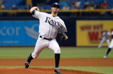 ST. PETERSBURG, FL – AUGUST 19: Pitcher Jake Odorizzi #23 of the Tampa Bay Rays pitches during the first inning of a game against the Seattle Mariners on August 19, 2017 at Tropicana Field in St. Petersburg, Florida. (Photo by Brian Blanco/Getty Images)