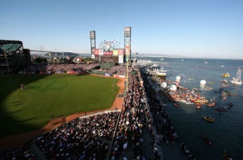 SAN FRANCISCO – JULY 09: Fans fill McCovey Cove as the American League and National League All-Stars compete in the 78th Major League Baseball All-Star Home Run Derby at AT