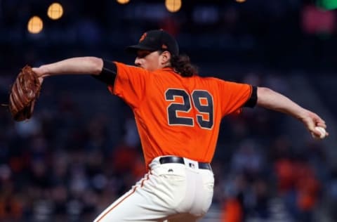 SAN FRANCISCO, CA – SEPTEMBER 15: Jeff Samardzija #29 of the San Francisco Giants pitches against the Arizona Diamondbacks during the first inning at AT&T Park on September 15, 2017 in San Francisco, California. (Photo by Jason O. Watson/Getty Images)