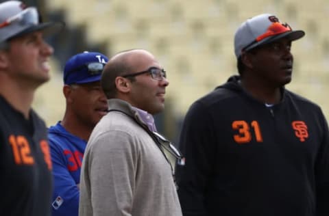 Hensley Farhan Zaidi of the SF Giants will oversee their 2020 MLB trade deadline. (Photo by Victor Decolongon/Getty Images)