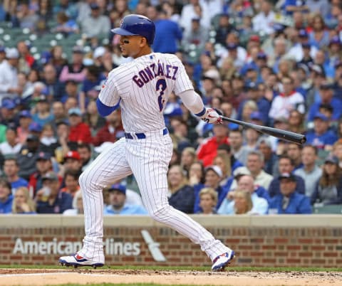 CHICAGO, ILLINOIS – JUNE 09: Carlos Gonzalez #2 of the Chicago Cubsbats against the St. Louis Cardinals at Wrigley Field on June 09, 2019 in Chicago, Illinois. (Photo by Jonathan Daniel/Getty Images)