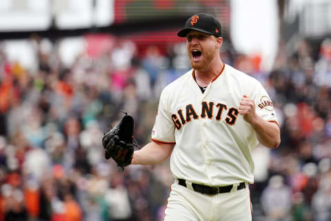 SAN FRANCISCO, CALIFORNIA – JUNE 15: Will Smith #13 of the San Francisco Giants celebrates beating the Milwaukee Brewers and getting the save at Oracle Park on June 15, 2019 in San Francisco, California. (Photo by Daniel Shirey/Getty Images)