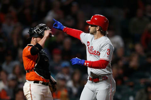 The SF Giants free-agent run at Bryce Harper lasted past the start of Spring Training. Do prolonged free agencies like that hurt MLB? (Photo by Lachlan Cunningham/Getty Images)