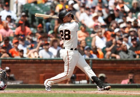 Buster Posey #28 of the SF Giants at Oracle Park on August 10, 2019 (Photo by Lachlan Cunningham/Getty Images)