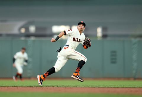 SF Giants shortstop and centerfield Mauricio Dubón is raising money for his native Honduras in the aftermath of multiple Hurricanes. (Photo by Ezra Shaw/Getty Images)