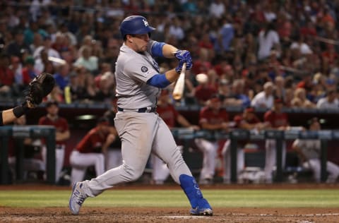 PHOENIX, ARIZONA – SEPTEMBER 01: Jedd Gyorko #26 of the Los Angeles Dodgers bats against the Arizona Diamondbacks during the MLB game at Chase Field on September 01, 2019 in Phoenix, Arizona. The Dodgers defeated the Diamondbacks 4-3. (Photo by Christian Petersen/Getty Images)