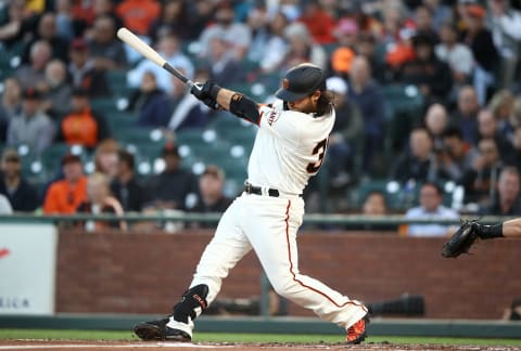 Could SF Giants shortstop Brandon Crawford be on the trade block? (Photo by Ezra Shaw/Getty Images)