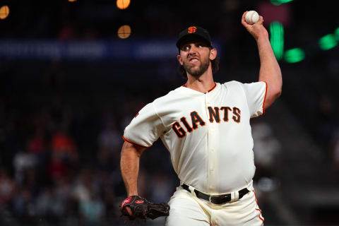 SAN FRANCISCO, CALIFORNIA – SEPTEMBER 24: Madison Bumgarner #40 of the San Francisco Giants pitches during the second inning against the Colorado Rockies at Oracle Park on September 24, 2019 in San Francisco, California. (Photo by Daniel Shirey/Getty Images)