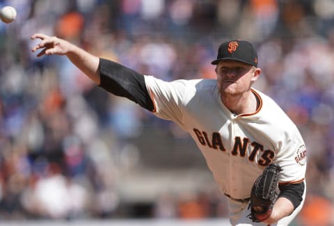 Logan Webb #62 of the SF Giants pitches against the Los Angeles Dodgersin the top of the first inning at Oracle Park on September 28, 2019. (Photo by Thearon W. Henderson/Getty Images)