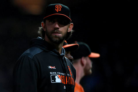 SAN FRANCISCO, CALIFORNIA – SEPTEMBER 27: Madison Bumgarner #40 of the San Francisco Giants during their MLB game against the Los Angeles Dodgers at Oracle Park on September 27, 2019 in San Francisco, California. (Photo by Robert Reiners/Getty Images)