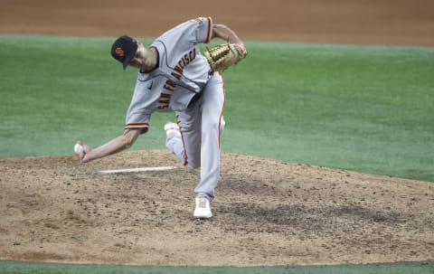 ARLINGTON, TX – JUNE 9: Tyler Rogers #71 of the San Francisco Giants pitches against the Texas Rangers during the ninth inning at Globe Life Field on June 9, 2021 in Arlington, Texas. (Photo by Ron Jenkins/Getty Images)