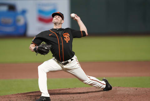 SF Giants’ left-handed reliever Sam Selman pitches against the Texas Rangers on August 1, 2020. (Photo by Thearon W. Henderson/Getty Images)