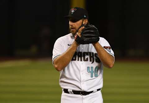 Former SF Giants LHP Madison Bumgarner returns for the Arizona Diamondbacks. (Photo by Norm Hall/Getty Images)