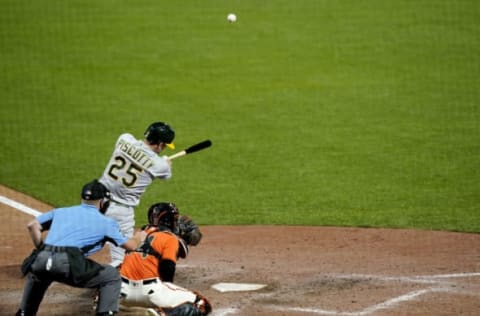 SAN FRANCISCO, CALIFORNIA – AUGUST 14: Stephen Piscotty #25 of the Oakland Athletics hits a grand slam home run against the San Francisco Giants in the top of the ninth inning at Oracle Park on August 14, 2020 in San Francisco, California. Piscotty’s home run tied the game at 7-7. (Photo by Thearon W. Henderson/Getty Images)