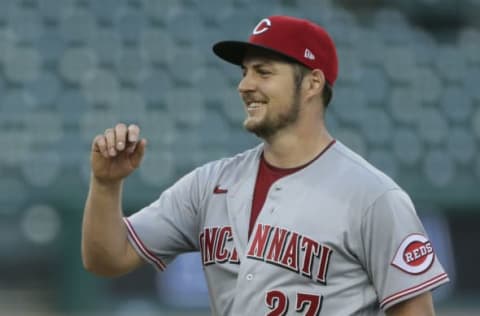 DETROIT, MI – AUGUST 2: Pitcher Trevor Bauer #27 of the Cincinnati Reds smiles after a 4-0 win over the Detroit Tigers during game two of a doubleheader at Comerica Park on August 2, 2020, in Detroit, Michigan. (Photo by Duane Burleson/Getty Images) – SF Giants