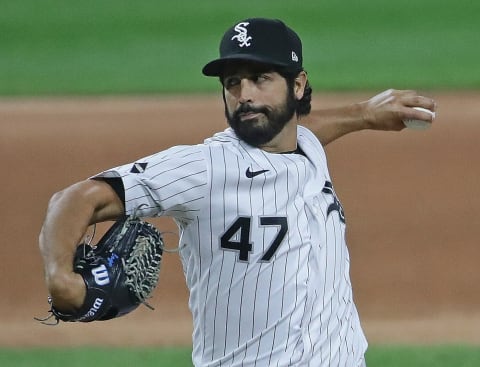 Gio Gonzalez #47 of the Chicago White Sox pitches against the Chicago Cubs at Guaranteed Rate Field on September 25, 2020. (Photo by Jonathan Daniel/Getty Images)