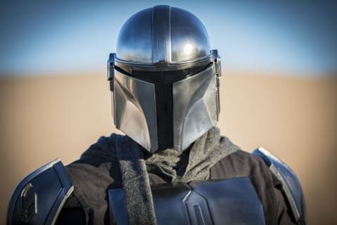 WINTERHAVEN, CALIFORNIA – FEBRUARY 21: Star Wars cosplayer Shawn Richter as Din Djarin poses for photos at Buttercup Sand Dunes on February 21, 2021 in Winterhaven, California. (Photo by Daniel Knighton/Getty Images)