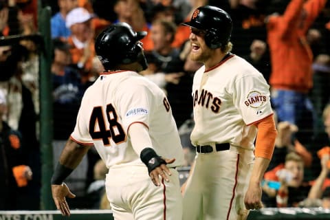 SF Giants fans have had to say goodbye to veterans Pablo Sandoval and Hunter Pence in the past few weeks. The Giants designated Sandoval for assignment on Thursday to clear a spot for Justin Smoak. (Photo by Rob Carr/Getty Images)