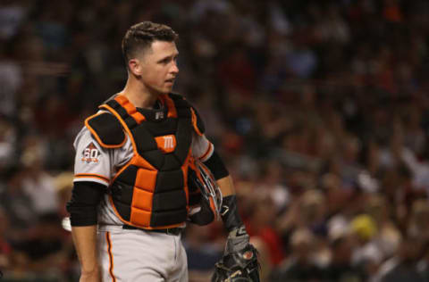 PHOENIX, AZ – JUNE 29: Catcher Buster Posey #28 of the San Francisco Giants in action during the MLB game against the Arizona Diamondbacks at Chase Field on June 29, 2018 in Phoenix, Arizona. (Photo by Christian Petersen/Getty Images)