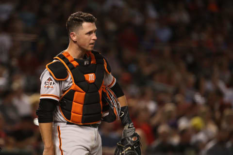 PHOENIX, AZ – JUNE 29: Catcher Buster Posey #28 of the San Francisco Giants in action during the MLB game against the Arizona Diamondbacks at Chase Field on June 29, 2018 in Phoenix, Arizona. (Photo by Christian Petersen/Getty Images)